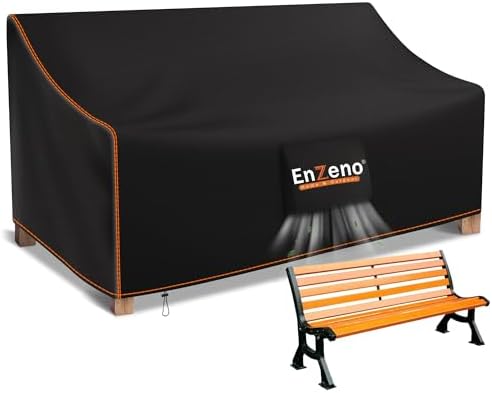 Enzeno Gartenbank Abdeckung 3 Sitzer Abdeckung Gartenmöbel 164x66x63/89cm | Schutzhülle Gartenbank mit Belüftungsöffnungen,Wasserdichtes Winddicht Abdeckplane Gartenbank,für Terras