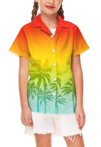 AOBUTE Unisex Kids Halloween Shirt Boys Button Down Short Sleeve Top Girls Holiday Party Golf Tee 5-14 Years2