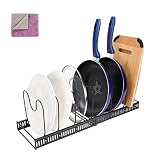 Expandable Pot Rack Organizer, Pot and Pan Organizer for Cabinet, Pot Lid Organizer with 3 DIY Metho