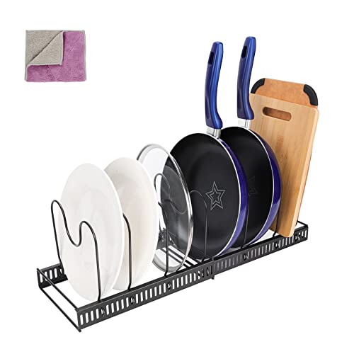 Expandable Pot Rack Organizer, Pot And Pan Organizer For Cabinet, Pot Lid Organizer With 3 Diy Methods, Pot Rack Organizer With 7 Tiers, Pot Organizer Deep U-Shaped Design With 1Pc Cleaning Cloth #TOP5
