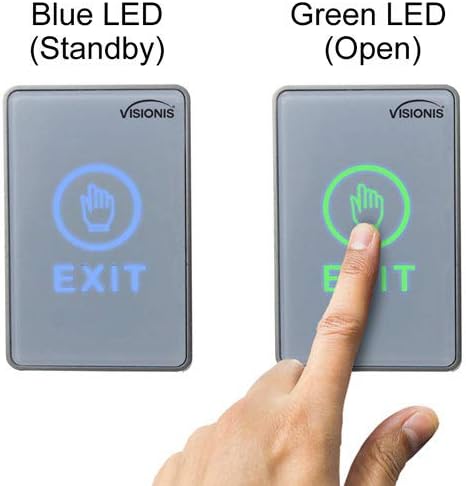 Visionis 2 Pack FPC-7551 VIS-7026 Indoor Touch Sensitive Type Standard Size Push to Exit Button for Door Access Control with LED NC COM and NO Outputs