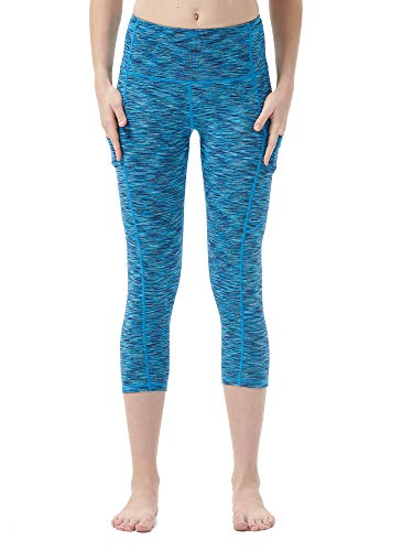Zeronic Calça legging feminina de cintura alta para ioga com bolsos estampada para treino e corrida