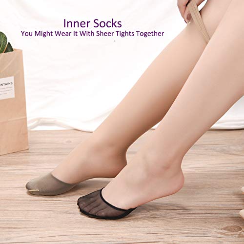 Image of Flammi 6 Pairs Ball of Foot Cushion Socks,Women's Toe Cover with Padding Toe Topper Liner Socks Non-Skid Bottom