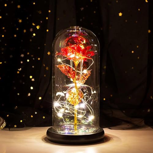 枯れない花 バラ造花 LEDライト 電池式 24Kゴールドローズ フラワーライト フラワーギフト バレンタインデー