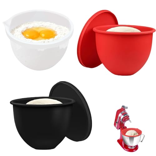 KINDLUME - KINDLUME 3 Pièces Doublure Silicone pour Batteur, Bol Mélangeur Silicone, Batteur Socle Accessoires, Accessoires pour Mixeur, Remplaçable 5QT avec Couvercles, pour Pâtisserie, Cuisine