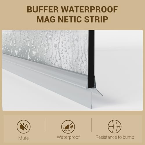 Image of 32 inch x 55 inch Frameless Pivot Tub Shower Door, 1 /4 inch (6mm) Tempered Glass with Anti-Shatter Film, 180 Swinging & Reversible Left /Right Opening, Matte Black