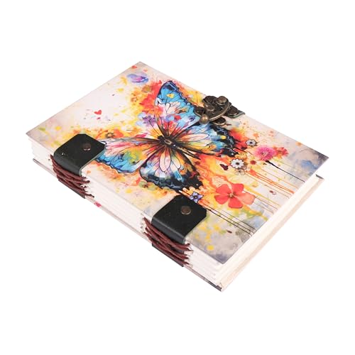Image of CRAFT JUNKY Journal Diary with Handcrafted Box, 5 x 7 Inch Special Binding Unruled Lock Diary for Girls, Art Book with Aesthetic Print Sketch Book for Artists, 200 Acid-Free Pages A5 (BUTTERFLY)
