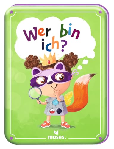 Moses. Wer Bin ich? Zeitloses Kinderspiel für die ganze Familie, Gesellschaftsspiel mit 40 lustigen Illustrationen, Reisespiel in Metalldose für unterwegs, für Kinder ab 5 Jahren und 2-6 Spieler