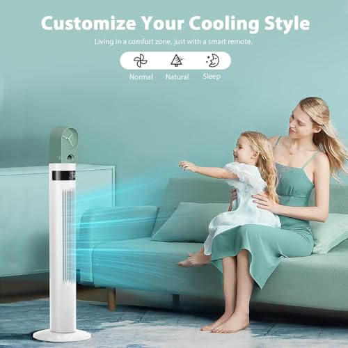 Image of Antarctic Star Tower Fan 85Oscillating Fan Quiet Cooling 12H Timer Remote Control Bladeless Electric 3 Speeds Wind 3 Modes, 35INCH, WHITE