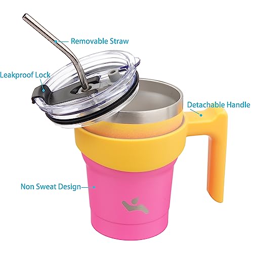 Image of Konokyo 10 oz Tumbler with Handle and Straw, Insulated Travel Mug