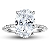 3 Carat Oval Engagement Rings for Women by Ginger Lyne | Cubic Zirconia Wedding Rings for Women Sterling Silver White Gold | Large Fake Diamond Engagement | Travel CZ Simulated Promise or Bridal