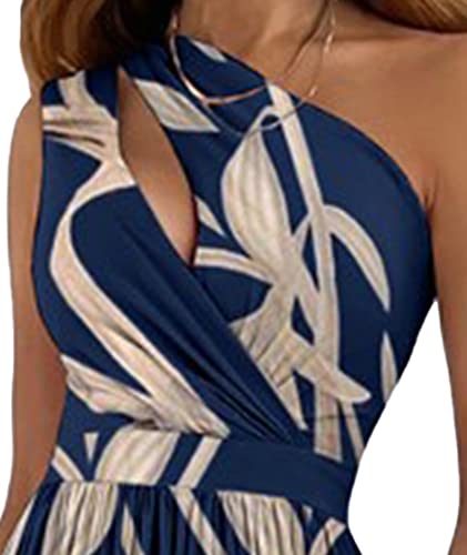 ECDAHICC Women's Sexy One Shoulder Cutout Pleated Maxi Dress Sleeveless High Slit Formal Evening Party Bridesmaid Dresses3