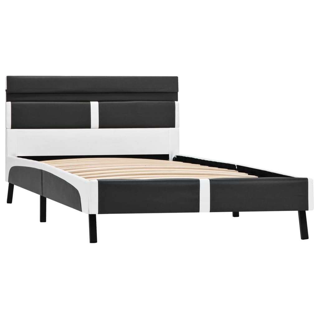 vidaXL Estructura de Cama con LED Casa Hogar Decoración Diseño Estilo Habitación Dormitorio Descanso Reposo Colchón 90x200 cm Cuero Sintético Gris