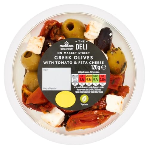 Morrisons Market Street Deli Olives With Tomatoes And Feta 120g