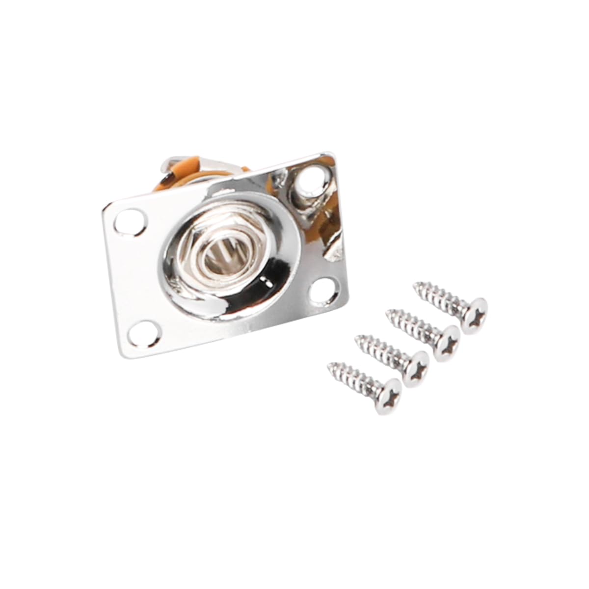 Tiardey 2 Pcs 1/4" 6.35mm Rectangle Output Jack Plate Input Socket for Electric Guitar Chrome Finish Replacement Part - Image 4