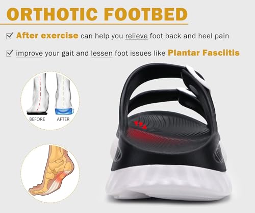 Image of KuaiLu Womens Recovery Sandals With Comfortable Plantar Fasciitis Arch Support, Orthotic Adjustable Thick Cushion Sport Slides Reduces Stress on Feet, Joints & Back Post-Exercise