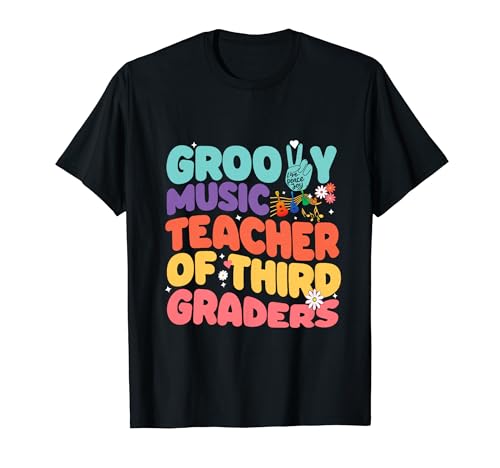 Vintage Retro 60s 70s Groovy Music Profesor de estudiantes de tercer grado Camiseta