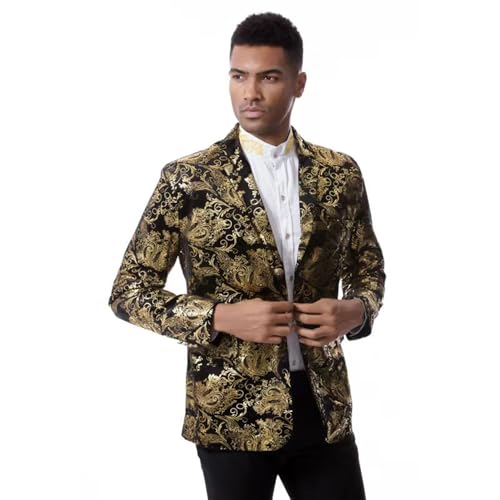 Costume Jacquard Hommes - Ensemble Veste Pantalon Boutonnage Simple Cosplay Décontracté - 4
