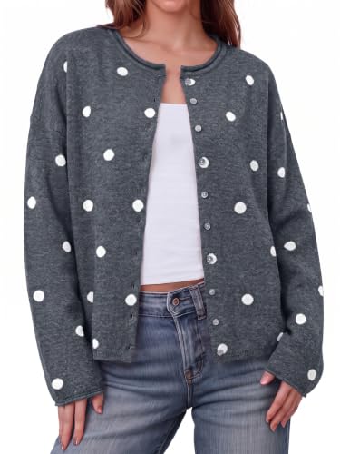 Image of Saodimallsu Womens Striped Cardigan Long Sleeve Button Down Knit Tops
