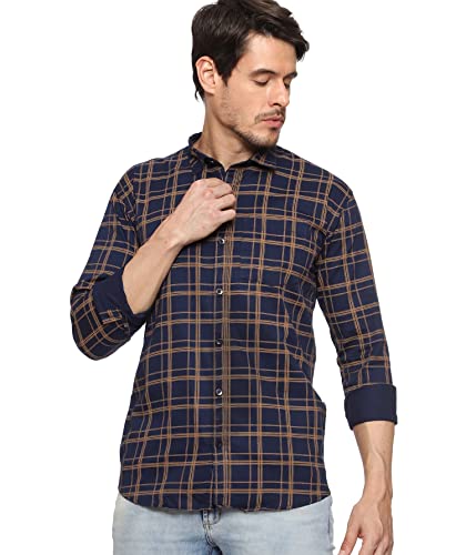IndoPrimo Men's Regular Fit Cotton Casual Checks Shirt Price History