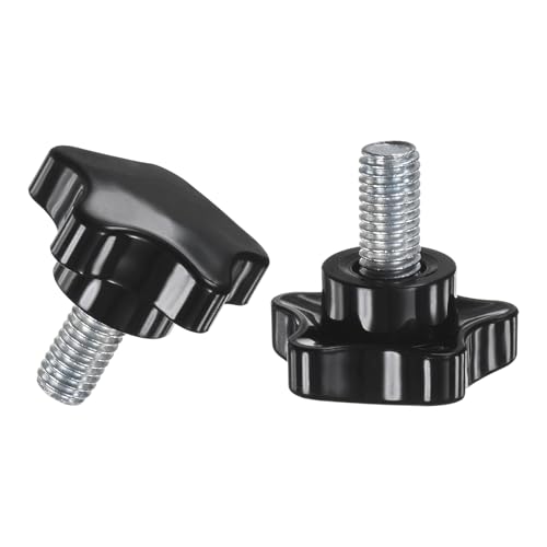 M METERXITY 2-Pack Star Clamping Knobs, M10x20mm Male Thread Hand Tightening Screw for Machinery/Electronic/Furniture/Umbrella Base, Machine Handle Replacement [39mm, Black]