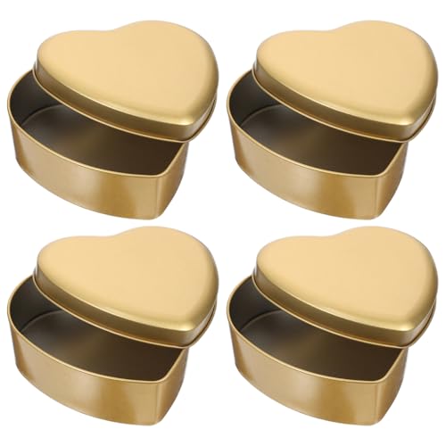 Cabilock Boîtes À Bonbons En Forme De Cœur 4 Pcs Boîte Cadeau En Étain Métallique 12.5 X 11.5 X 4.5 Cm Boîte De Rangement Portable Pour Confiseries Et Petits Objets Décoratifs