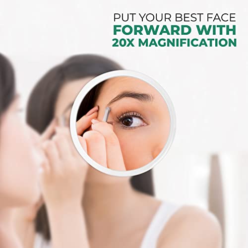 Jumbl 6” 20X Magnifying Mirror, Compact Suction Cup Makeup Mirror With 20X Magnification For Bathroom, Shower, Beauty & Skin Care, Brow Threading & Tweezing #TOP4