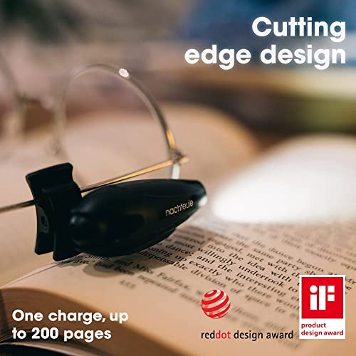 Nachteule Rechargeable Book Light for Glasses. Led Reading Light. Clip