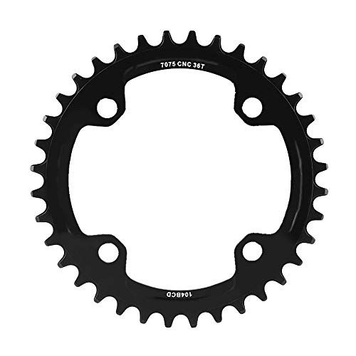 Elprico Juego de Platos de Bicicleta Moutain, 32/34/36/38 T BCD 104 Piezas de reparación de Anillo de Cadena de manivela Simple de Bicicleta de montaña de Acero(36T-Negro)