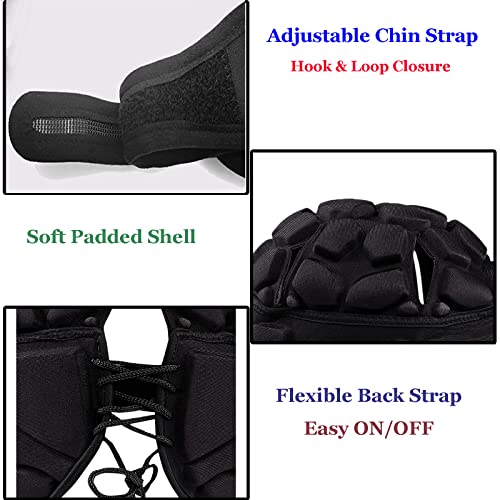 Adjustable Rugby Helmet Headguard Soft Padded Shell Hockey Head Guard Soccer Protective Headgear Scrum Cap 7v7 Flag Football Head Protector Support Soft Foam Autism Goalie Helmet for Adults Youth