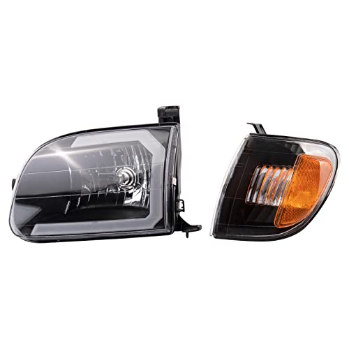 Image of TRQ Performance Driver and Passenger Side Headlight Assembly Set Compatible with 00-03 Toyota Tundra 04 Toyota Tundra Regular Cab 04 Toyota Tundra Extended Cab