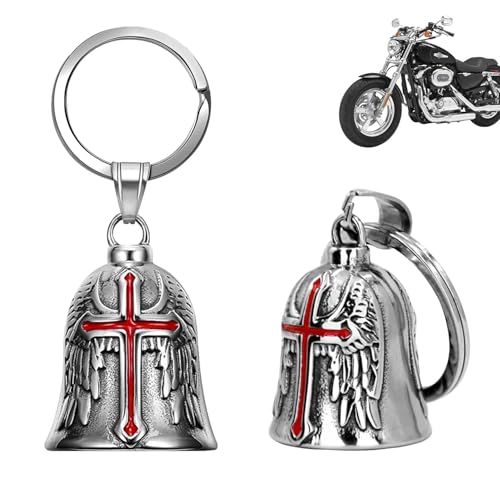 XNZMYN 2 Piezas Llavero Moto Campana Guardiana | Personalizado | Anillo Colgante | Motocicletas, Vehículos Eléctricos, Bicicletas, Coches | Amuleto de Protección y Buena Suerte (Rojo)