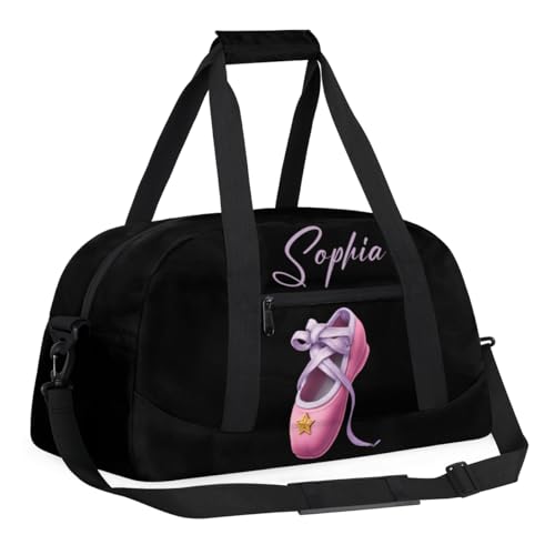 Dance Duffle-Bag for Teens Girls,Custom Ballet-Bag for Dancer,Carry-on Lightweight for Travel-Duffle,Overnight,Workout Pink Bow Star3