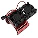 HobbyPark Aluminum 540 Motor Heat Sink w/Cooling Twin Fans fit 550 3650 Size Brushless Engine Motor for 1/10 RC Car Truck Buggy Crawler (Red)