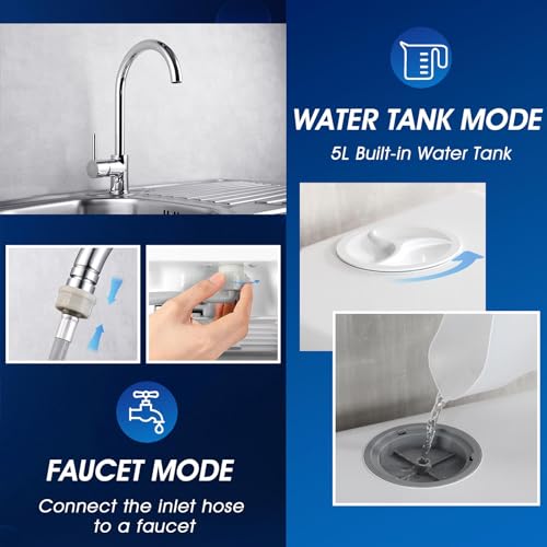 غسالة صحون صغيرة لسطح المكتب من ايرسين، مع 5+1 برامج، خزان 5 لتر، طريقتان لامداد المياه، تحكم باللمس وشاشة LED، مثالية للمطابخ العائلية والشقق، ابيض