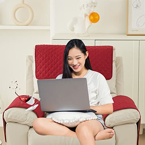 Zgddpza Sofa Armrest Cover,1/2/3 Seater Sofa Headrest Slipcovers With Pocket Nonslip Armchair Cover Quilted Water Proof Furniture Protector For Recliner Couch (Red,1 Seat Recliner 3 Pc) #TOP1