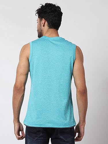 Image of Men's Lycra Blend Sleeveless Fitness Tanks Top for Quick Dry in Muscle Workout, Causal Running, Exercise Training, Swimming Vest