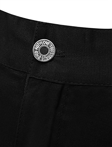 uxcell Men's Casual Slim Fit Punk Gothic Pockets Patch Buckle Zipper Pants Trousers4