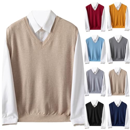 Cambkatl Men's V Neck Sweater Vest - Slim Fit Casual Sleeveless 2025 Fall Stretch Basic Knitted Tank Tops2