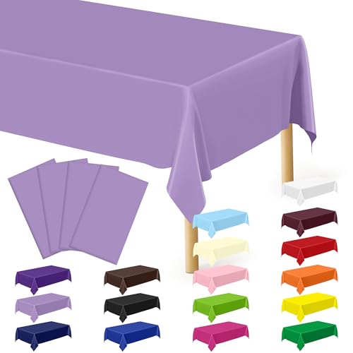 QZYL 4 PCS Plastic Table Cloth Disposable, 54x108 Inches Leakproof Rectangle Tablecloth, Heavy-Duty for Restaurant Party Decorations, Outdoor Picnic Tablecloth Congratulations Decorations