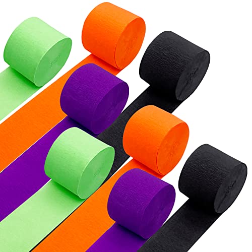 Yssai 8 Rolls Halloween Crepe Paper Streamers Rolls 656 Feet Tassels Streamer Halloween Craft Birthday Party Streamers Garland Hanging Backdrops Decorations Orange Purple Black Green #TOP4