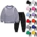 Kids 2 Piece Sweatsuit Basic Cotton Crewneck Sweatshirt and Jogger Sweatpants Toddler Girls Boys Tracksuits for 1-11 Years