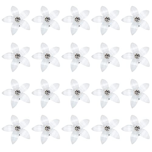 Wecoe 20 Pcs Small Flower Hair Clips Girls Tiny Mini Claw Clips Cute Decorative Hair Clips Bling White Hair Clips Kids Baby Toddler Flower Girls Wedding Hair Accessories For Women Girls Gift #TOP18