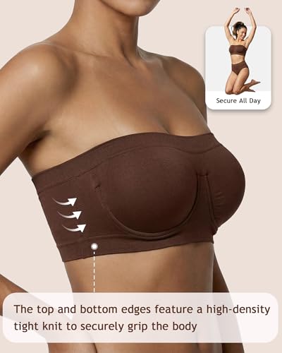 Image of HACI Women's Non Padded Strapless Bra Underwire Bandeau Seamless Multiway Supportive Tube Top