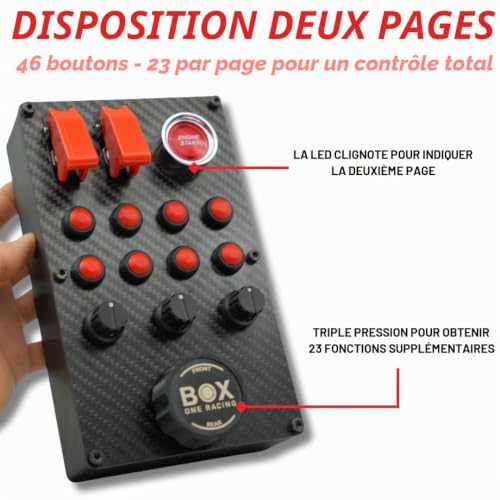 Boîte à boutons LED Simracing avec 12 entrées et encodeurs rotatifs