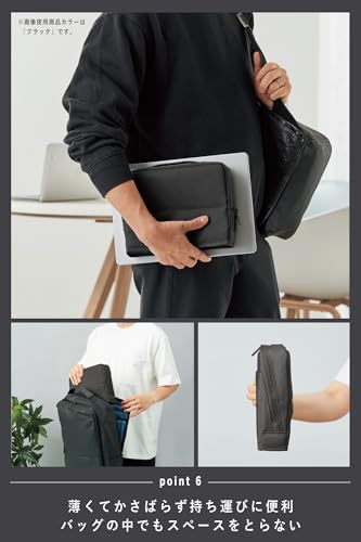 Image of KOKUYO Pencil Case Pouch, Haco-Biz Standing Pen Pouch Bag, Foldable Stand up Pencil Holder Organizer, Large Capacity Portable Pencil Box for Office Supplies, Black