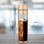 QiCheng&LYS- Mug d'isolation avec affichage de température 17 OZ/500ML Mug de sport d'isolation de voyage est sans BPA, sans PVC, 304 Acier inoxydable adapté à l'eau froide et chaude (or)
