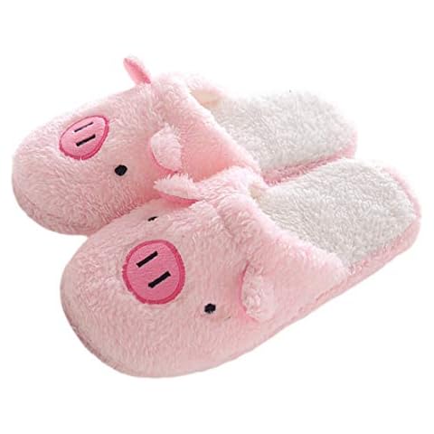 WYSBAOSHU Winter Warm Men Women Indoor Shoe Couples House Slipper 1-Pink Pig S Cover