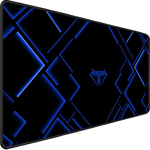 TEDNETGO Large Extended Gaming Mouse Pad, Long Mouse Pads, Extra Large Big Mouse Pad with Stitched Edge, XXL Non-Slip Computer Computer Keyboard Mat for Gamer/Desktop/Office/Home,Blue