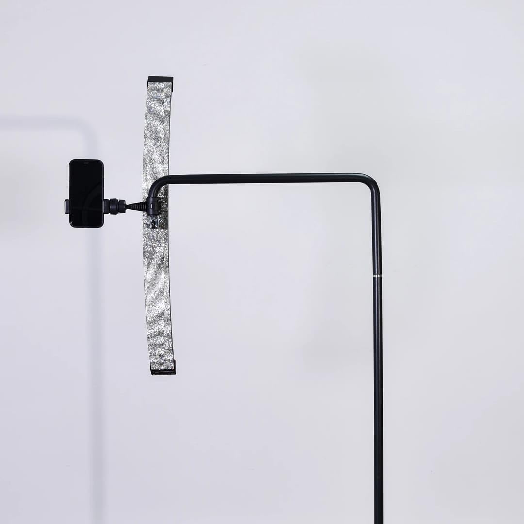 Lampada Da Terra Per L'estensione Delle Ciglia, Luce Di Bellezza Mezzaluna LED Per Ciglia,Per Massaggi E Relax, Dimmerabile 3200K-5600K Con Altezza